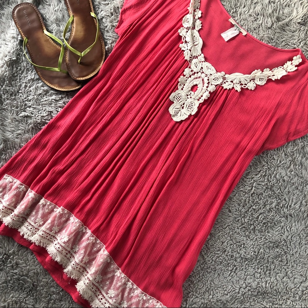 Crochet Detail Mini Dress/Tunic